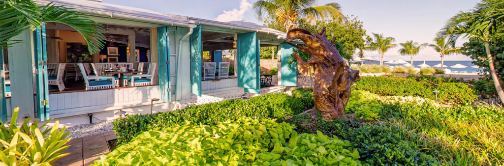 Blanchards in Anguilla is surrounded by lush tropical gardens with open air dining
