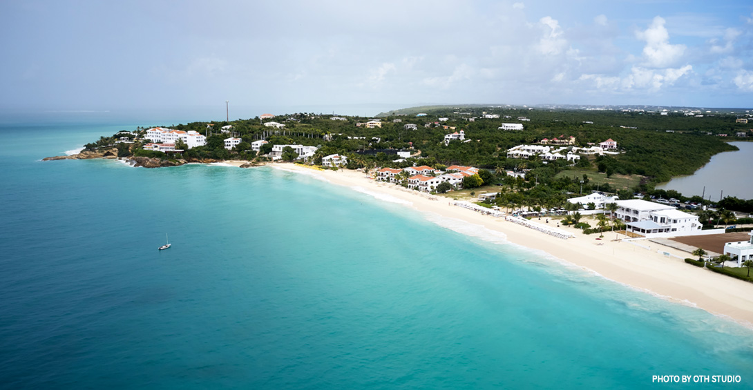 Arial view meads bay beach Anguilla